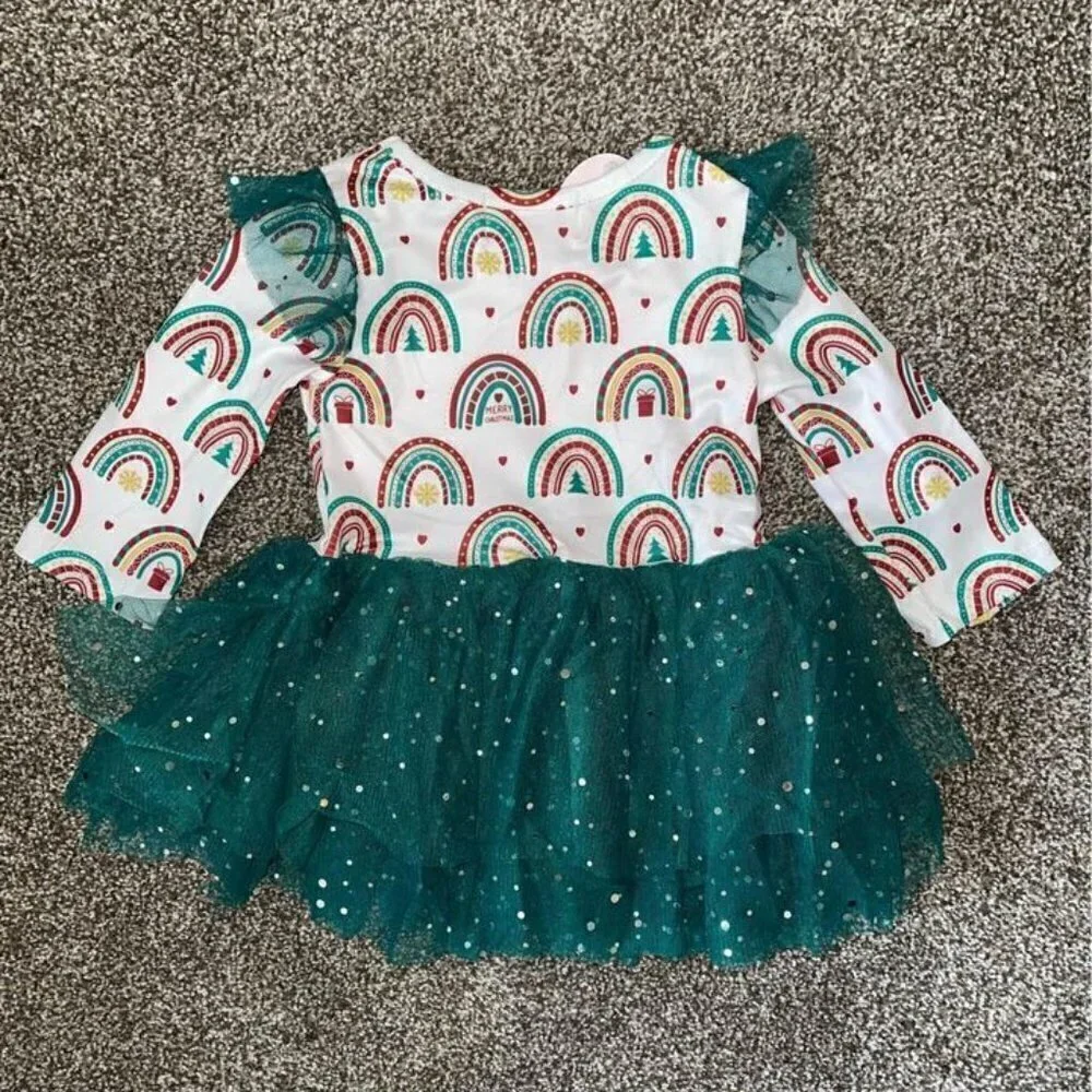NWT Rainbow Christmas Tulle Dress